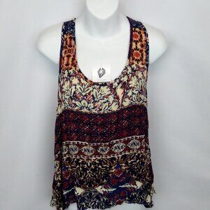 A3-Design Women's  Floral Geometric Indie Embroiled Back Tank Top Size Large
